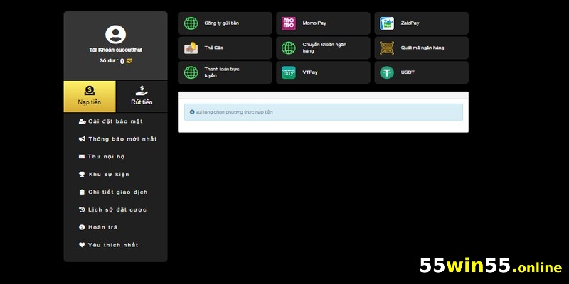 Nohu56 2 Bet thủ cần tiến hành nạp tiền vào ví tại nhà cái mới có thể đặt cược vào Slots